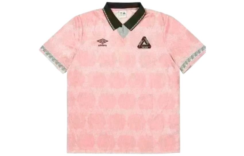PALACE x Umbro FW22 Logo Graphic Pink Polo Shirt for Men. PAL-FW22-141