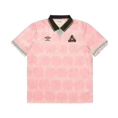 PALACE Umbro FW22 Logo Graphic Pink Polo Shirt for Men. PAL-FW22-141