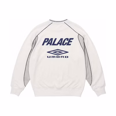 PALACE Umbro SS24 Warm Up Crew Colorblock Logo Sweatshirt White Unisex. P26UMCS131