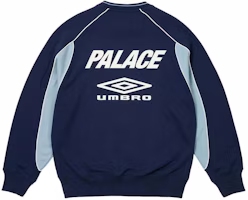 Palace x Umbro SS24 Warm Up Crew Unisex Colorblock Sweatshirt - Blue P26UMCS132 Palace x Umbro SS24 Warm Up Crew Unisex Colorblock Sweatshirt - Blue P26UMCS132