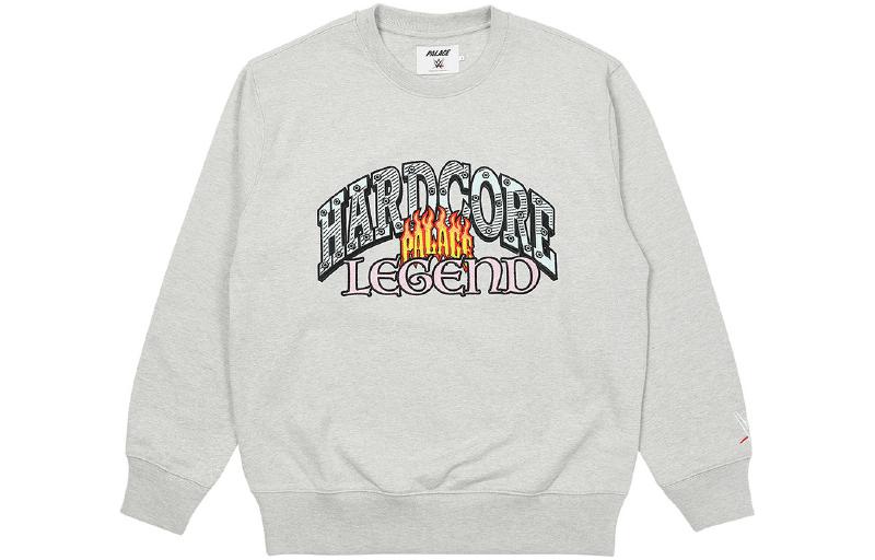 Palace WWE SS23 Flame Logo Pullover Hoodie Unisex Grey P22CW063