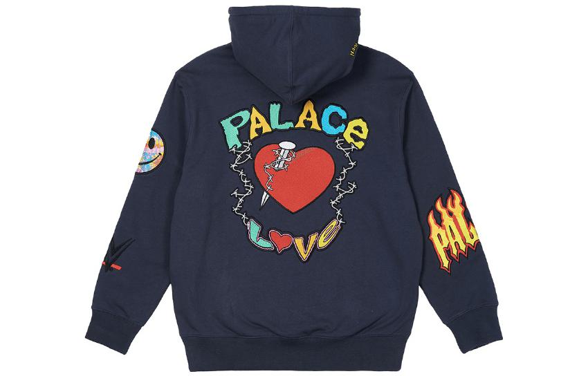 Palace WWE SS23 Heart Stud Printed Hoodie Blue Unisex P22HD196
