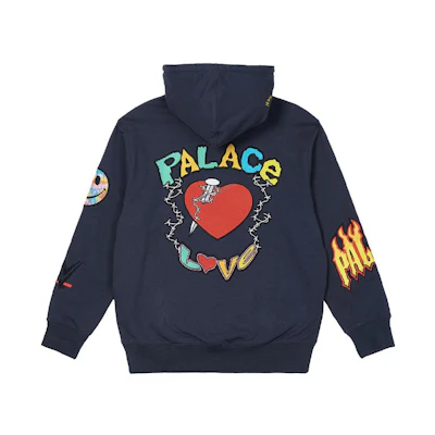 Palace WWE SS23 Heart Stud Printed Hoodie Blue Unisex P22HD196