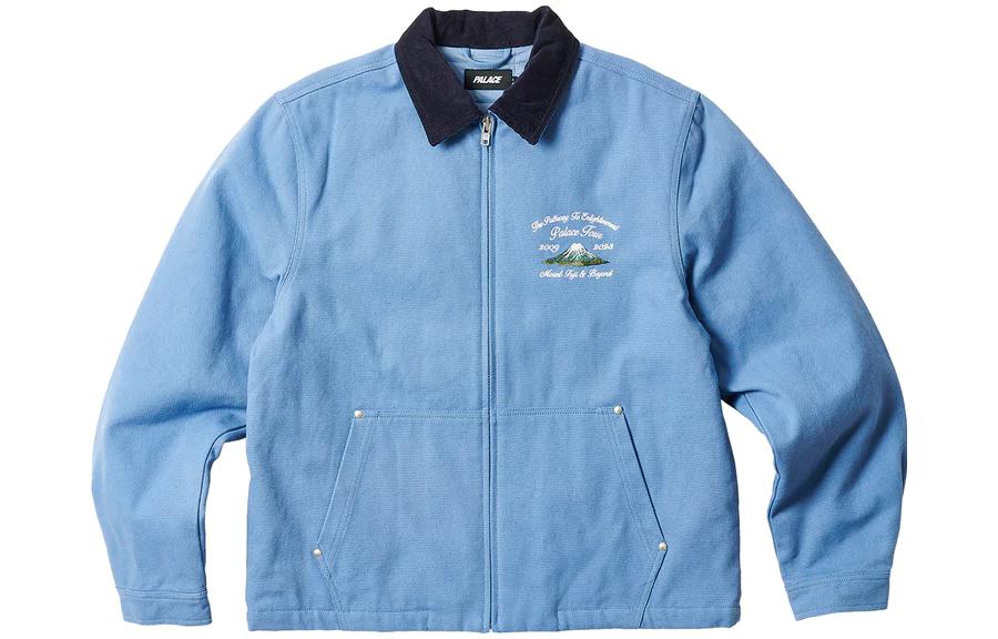 PALACE Zen Work Jacket Spring Blue Embroidered Zip-Up Unisex Retro Workwear Blue P24JK018