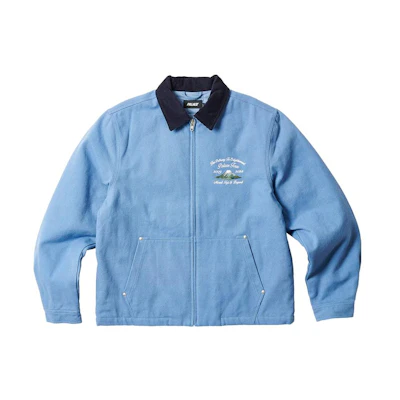 PALACE Zen Work Jacket Spring Blue Embroidered Zip-Up Unisex Retro Workwear Blue P24JK018