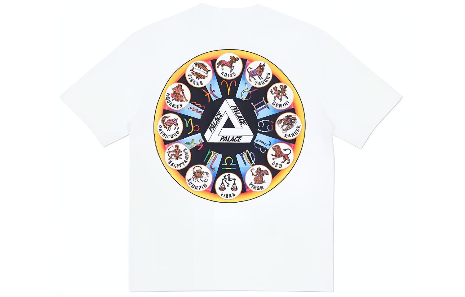 PALACE Zodiac Graphic T-Shirt White Unisex Casual Tee. P12TS038
