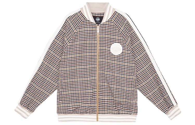 PALLADIUM Brown Plaid Baseball Collar Long-Sleeve Jacket 107743-853