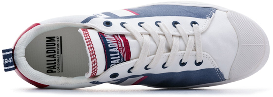 Palladium Canvas Low 'Simple White Blue' 76644-976-M Shop Palladium Canvas Low 'Simple White Blue' 76644-976-M