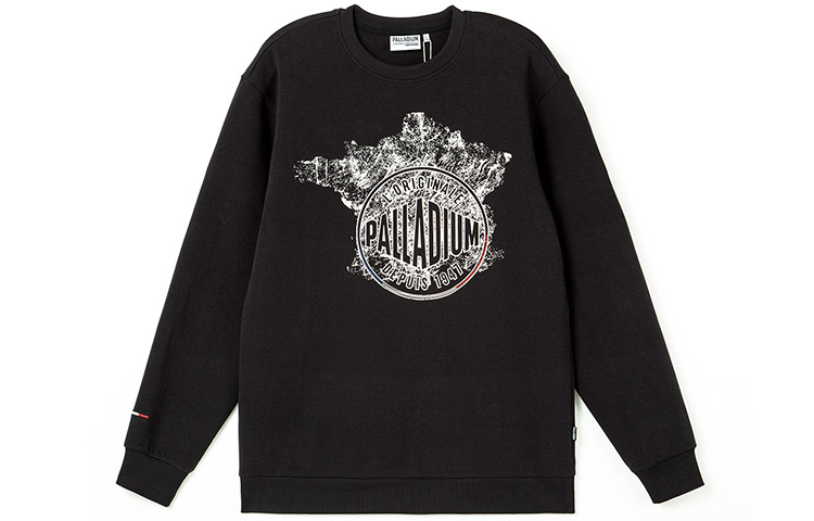 PALLADIUM Circular Logo Crewneck Long Sleeve Sweatshirt Black 106009-008