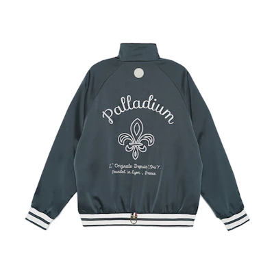 PALLADIUM Classic Logo Jacquard Iris Collar Bomber Jacket Unisex Urban Grey 108916