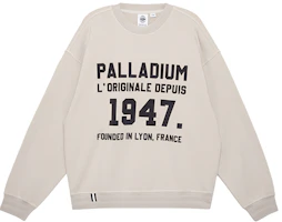 PALLADIUM Crewneck Sweatshirt with Alphanumeric Print in Ash Gray 107777-019 PALLADIUM Crewneck Sweatshirt with Alphanumeric Print in Ash Gray 107777-019