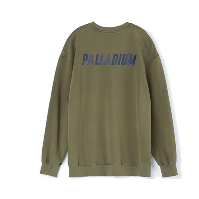 PALLADIUM Green Crewneck Sweatshirt with Letter Logo Print 105544-311
