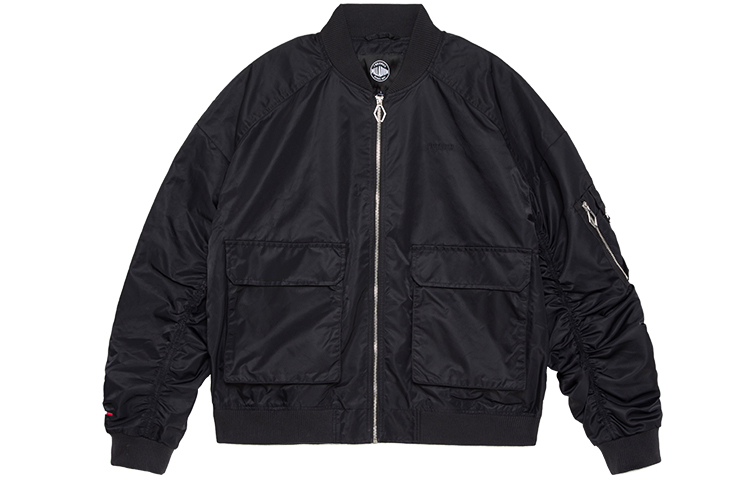 PALLADIUM ICONICS Black Unisex Zip Baseball Collar Loose Fit Jacket 177519-008