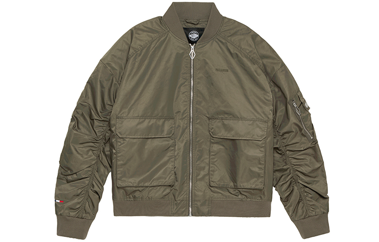 PALLADIUM ICONICS Casual Loose-Fit Zip Baseball Jacket Unisex Deep Olive 177519-368