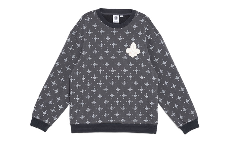 PALLADIUM Iris Print Crewneck Sweatshirt Unisex Black with Yellow Iris Design 178030-826