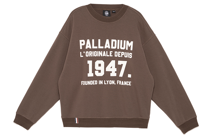 PALLADIUM Letter-Number Print Loose Crewneck Sweatshirt Brown - 107777-282
