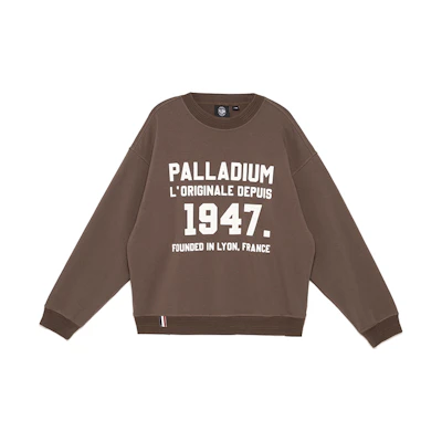 PALLADIUM Letter-Number Print Loose Crewneck Sweatshirt Brown - 107777-282