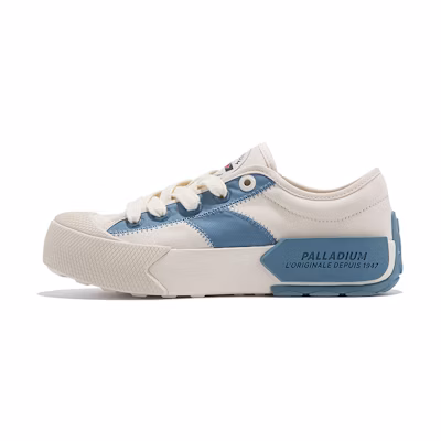 Palladium Light Maple Series Platform Retro Spliced Canvas 'Blue White'