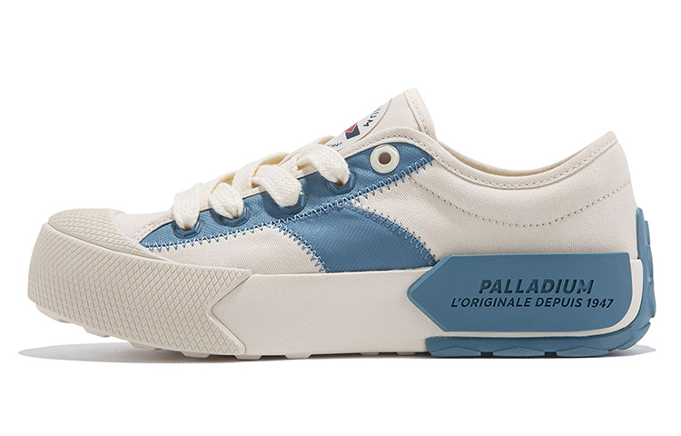 Palladium Light Maple Series Platform Retro Spliced Canvas 'Blue White' 08666-437-M