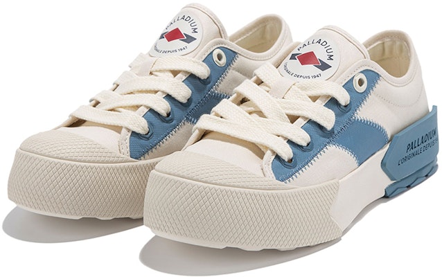 Palladium Light Maple Series Platform Retro Spliced Canvas 'Blue White' 08666-437-M Order Palladium Light Maple Series Platform Retro Spliced Canvas 'Blue White' 08666-437-M