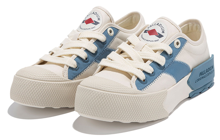 Order Palladium Seri Maple Terang Platform Kanvas Retro 'Biru Putih' 08666-437-M