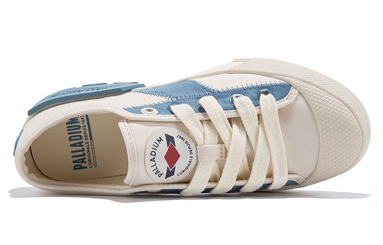Lookbook Palladium Seri Maple Terang Platform Kanvas Retro 'Biru Putih' 08666-437-M
