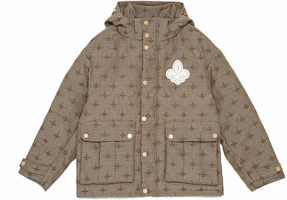 Palladium Monogram Iris Print Puffer Hooded Long Down Jacket Unisex. 108858 Palladium Monogram Iris Print Puffer Hooded Long Down Jacket Unisex. 108858