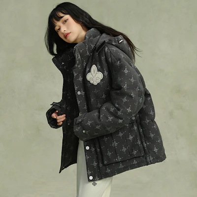 Palladium Monogram印花紫羅蘭羽絨連帽長外套(男女適用)。 108858 5