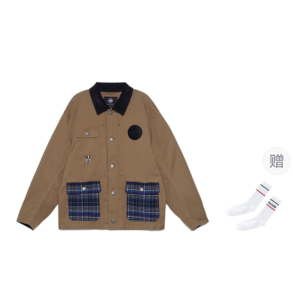PALLADIUM Oak Plaid Patchwork Long-Sleeve Utility Jacket Unisex Casual Style 109665