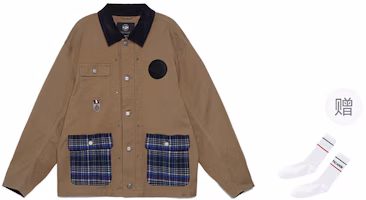 PALLADIUM Oak Plaid Patchwork Long-Sleeve Utility Jacket Unisex Casual Style 109665 PALLADIUM Oak Plaid Patchwork Long-Sleeve Utility Jacket Unisex Casual Style 109665