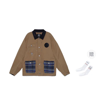 PALLADIUM Oak Plaid Patchwork Long-Sleeve Utility Jacket Unisex Casual Style 109665