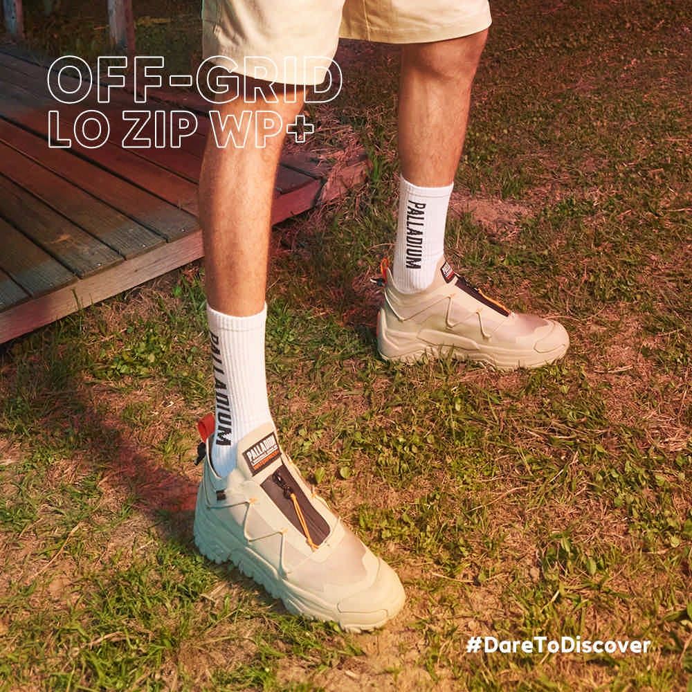 Order Palladium OFF-GRID LO ZIP WP+ Safari Beige Zapatos Casual Hombre/Mujer Crema Té 79112215