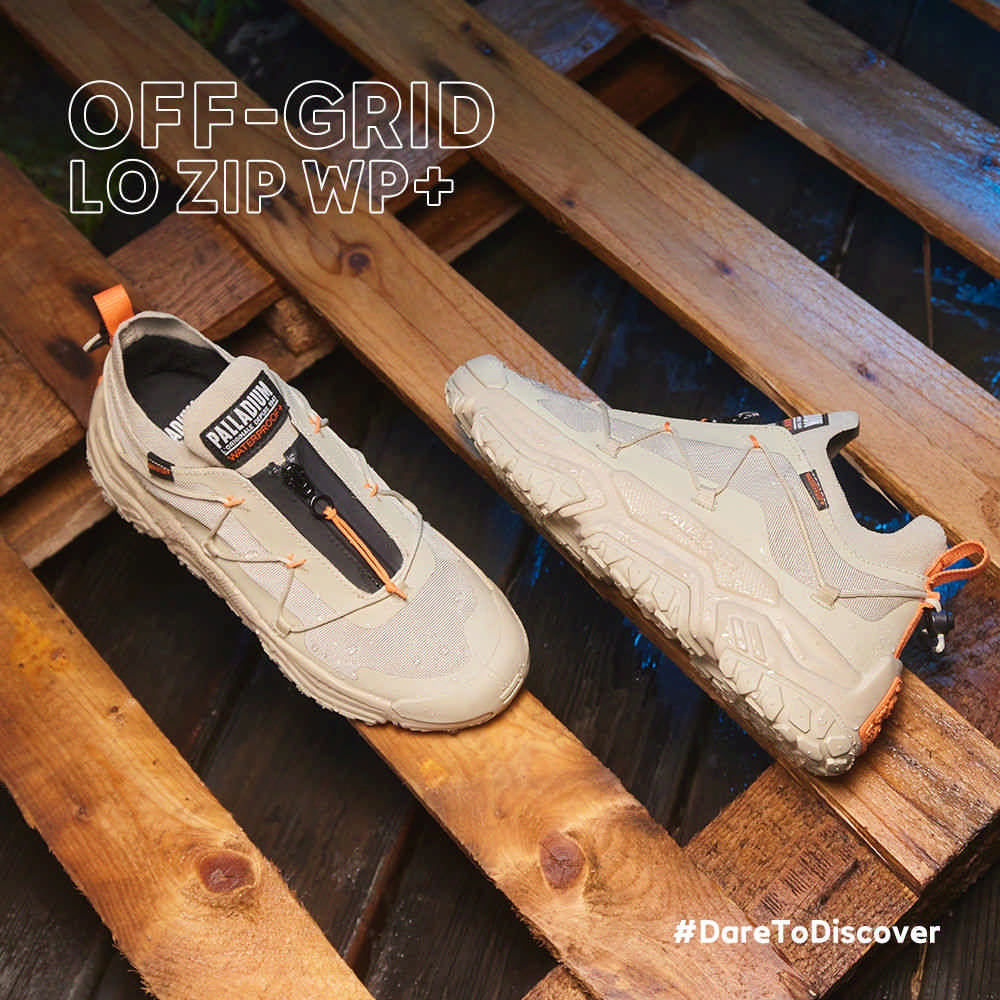 Lookbook Palladium OFF-GRID LO ZIP WP+ Safari Beige Zapatos Casual Hombre/Mujer Crema Té 79112215