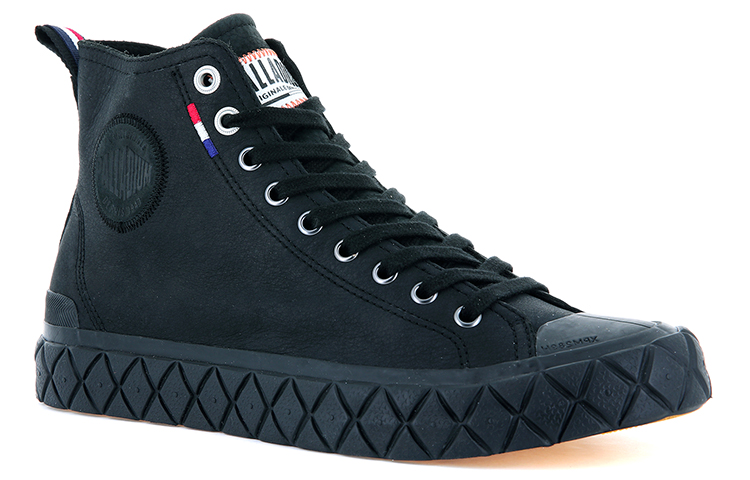 Lookbook Palladium Palla Ace Mid Leather 'Black Canvas High-Top' 77174-010-M