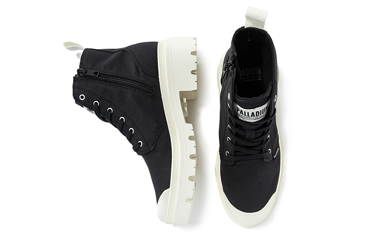 Shop Palladium Pallabase Twill 'Tinggi Tapak Tebal Kanvas Hitam' 96907-030-M