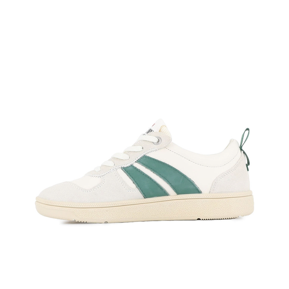 Shop Palladium Pallacup Flame LTH Cream/Foliage Green Casual Shoes 74485193
