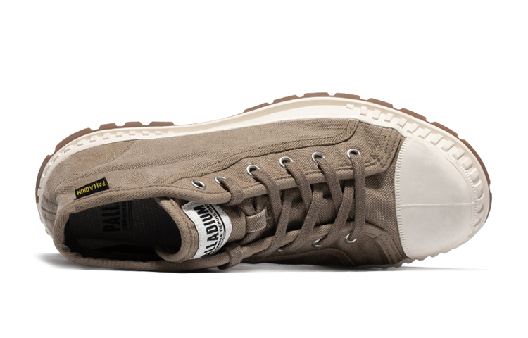 Shop Palladium Pallashock 中幫帆布鞋 暗綠色