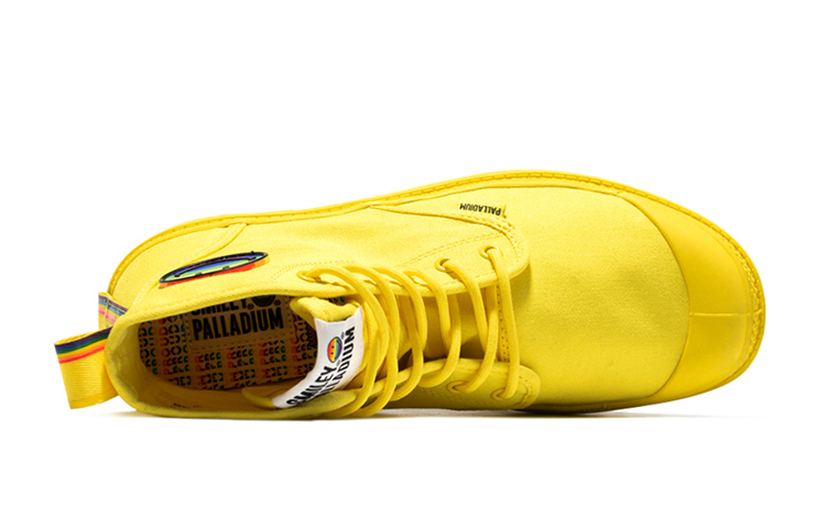 Shop Palladium Pampa High-Top Canvas 'Smiley Pride Kuning' 76879-736-M