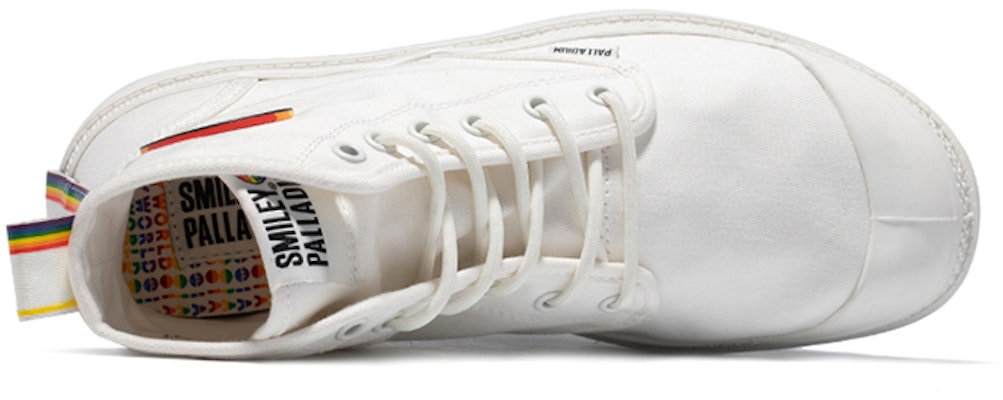 Palladium Pampa High 'Smiley Pride White' 76879-116-M Shop Palladium Pampa High 'Smiley Pride White' 76879-116-M