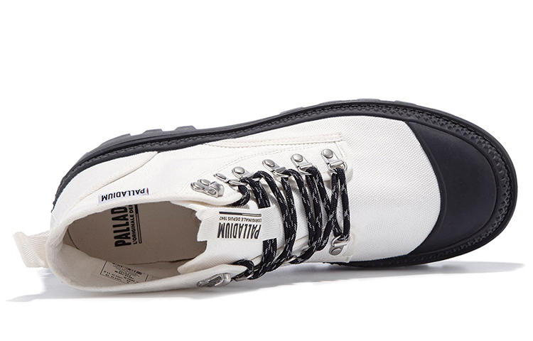 Lookbook Palladium Pampa MT Hi 'Blanco Brillante Negro' 78514-158-M
