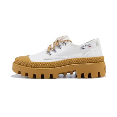 Palladium Pampa Mt Lo 'Bright White Orange Yellow'