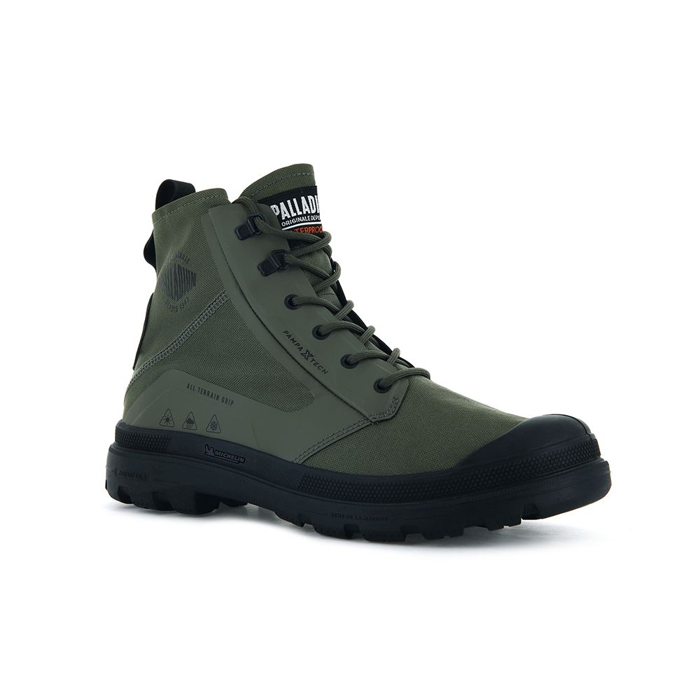 Order Palladium PAMPA X TECH WP+ Casual Shoes Army Green 77040309