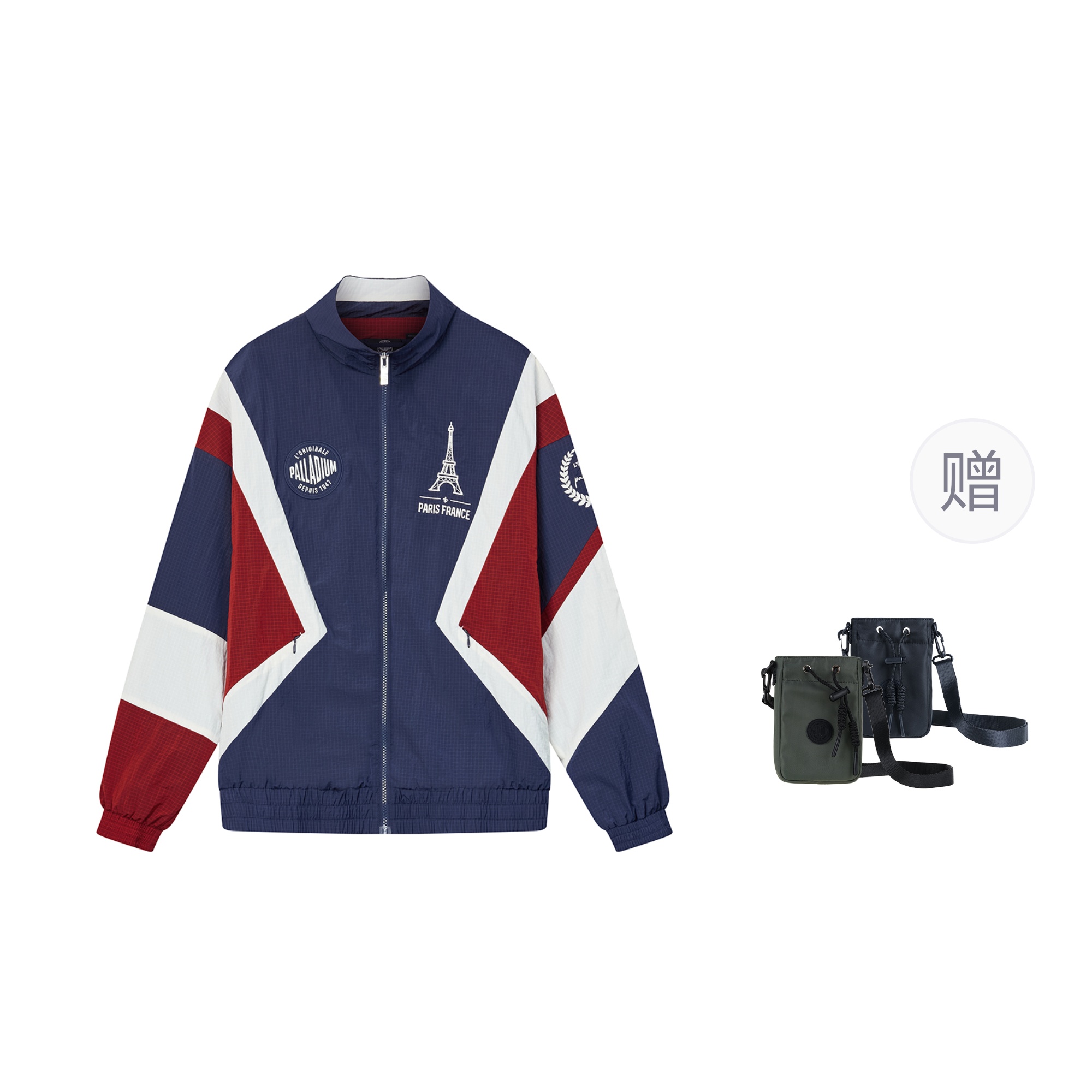 PALLADIUM Paris Vintage Colorblock Letter Print Oversized Jacket Unisex 1010427