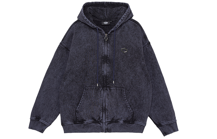 PALLADIUM TREND Logo Zip Drawstring Hoodie Night Blue Unisex Long Sleeve 177358-438