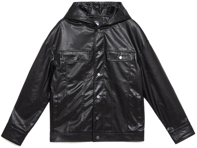 palladium-unisex-black-hooded-jacket-with-logo-patch-and-single-breasted-design-177371-008