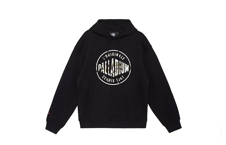 PALLADIUM Unisex Black Logo Print Loose Fit Pullover Hoodie 177471-008