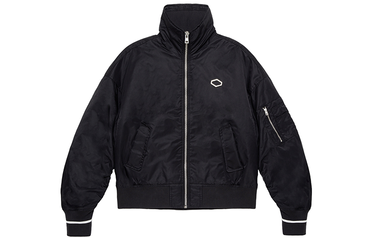 PALLADIUM Unisex Black Zip-Up Jacket with Minimalist Steel Embossed Design 177410-008