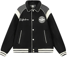Palladium Unisex Casual Loose Fit Letter Print Baseball Jacket in Lead Black. 1010593 Palladium Unisex Casual Loose Fit Letter Print Baseball Jacket in Lead Black. 1010593