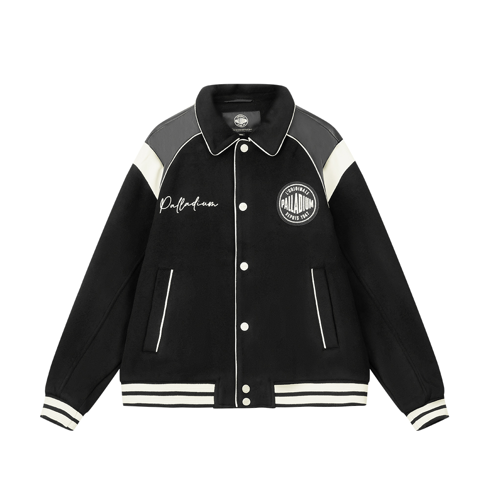 Shop Palladium 男女休閒寬鬆款字母印花棒球外套 - 鉛黑色 1010593