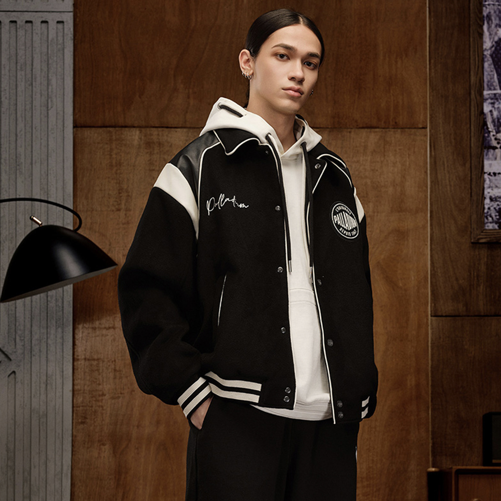 Details for Palladium 男女休閒寬鬆款字母印花棒球外套 - 鉛黑色 1010593